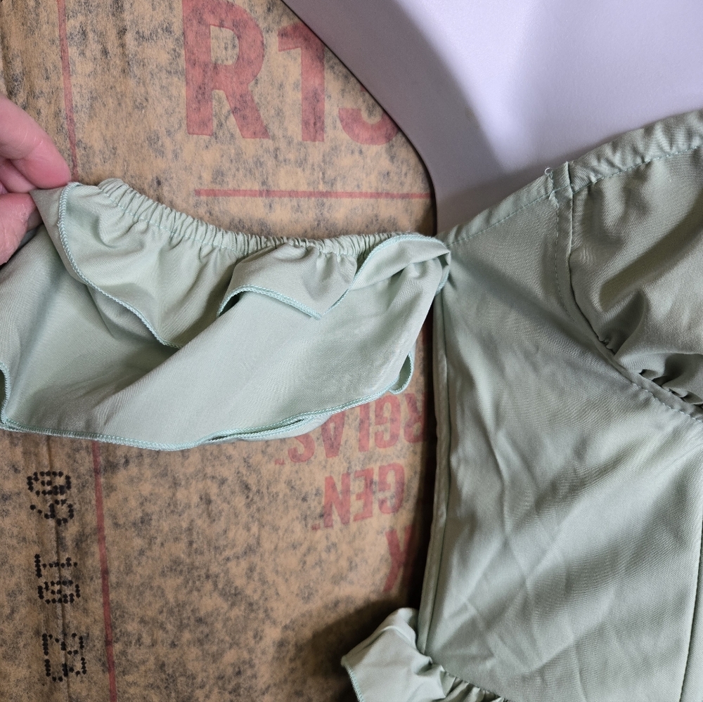 DOLLS KILL sage green regencycore Exchanging Love Letters mini dress XL‎ - Picture 4 of 9